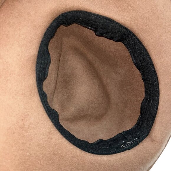 Designer Brown Wool Felt leather belted fedora womens hat